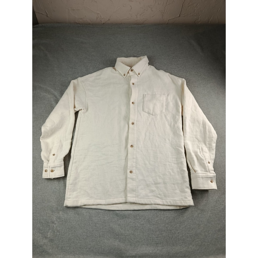 Octobre Editions Shirt Mens Small French Terry Button Up Long Sleeve Pocket